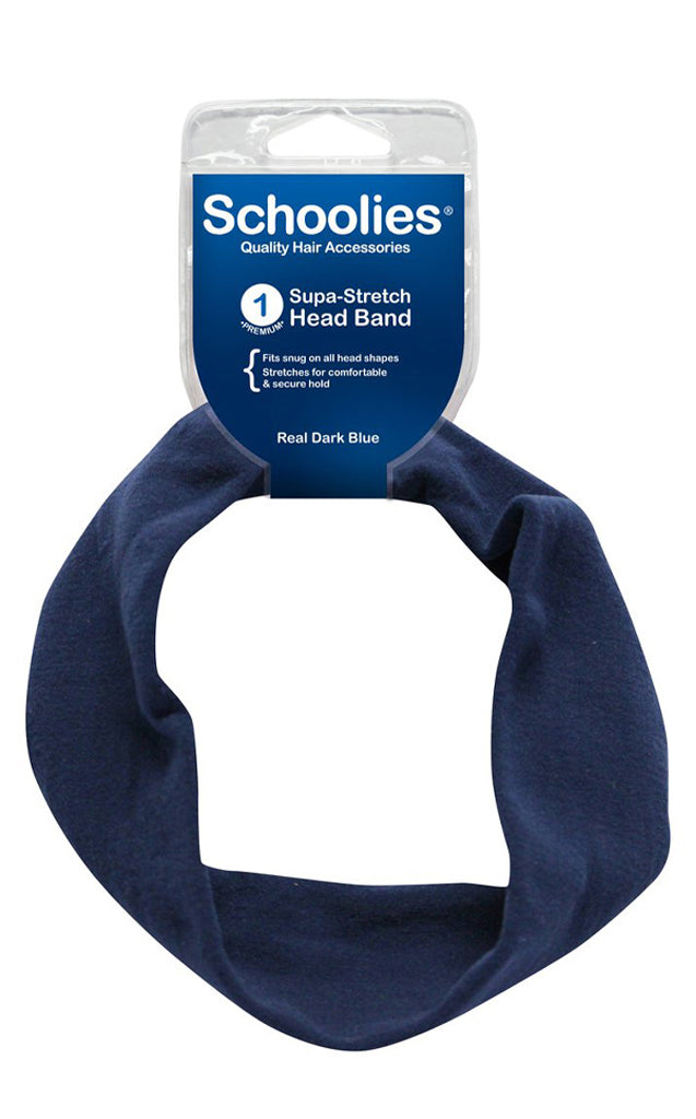 Schoolies Supa-Stretch Headband 1pc - Real Dark Blue