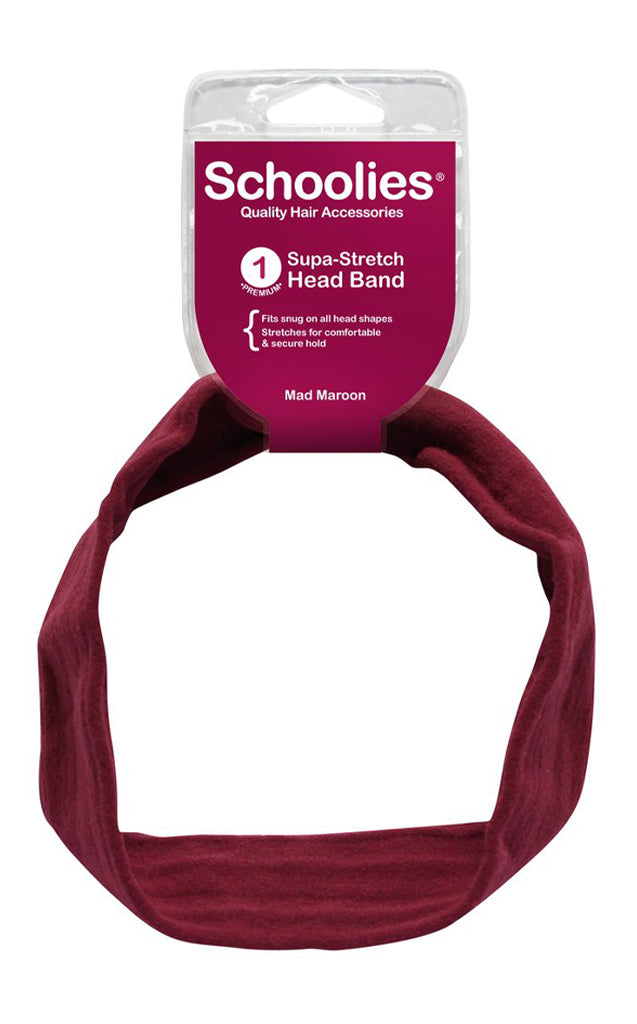 Schoolies Supa-Stretch Headband 1pc - Mad Maroon